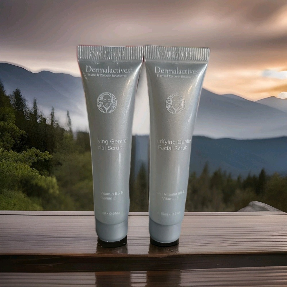 Lot Of 2 Dermalactives purifying gentle facial scrub 0.51 Oz travel size